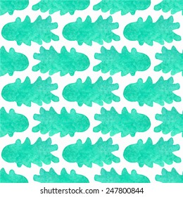 Watercolor abstract seamless pattern on the white background, aquarelle. Vector illustration. Hand-drawn decorative element useful for invitations, scrapbooking, design. 
