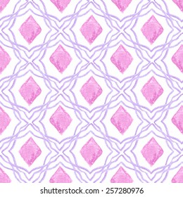 Watercolor abstract seamless pattern on the white background, aquarelle. Vector illustration. Hand-drawn decorative element useful for invitations, scrapbooking, design. 
