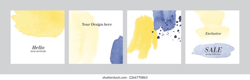 Watercolor, abstract social media background. Hand painted vector illustration.