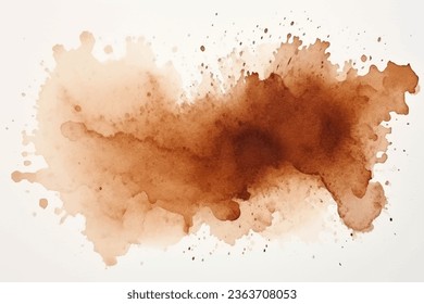 Watercolor abstract splash, spray. Color painting vector texture. Brown background. 