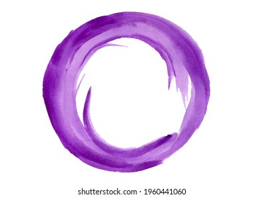 watercolor abstract spot in the form of a circle isolated on a white background. Purple, lilac watercolor brushstroke round. Violet Colourful, Water Color brush stroke, circle shape and form, splash