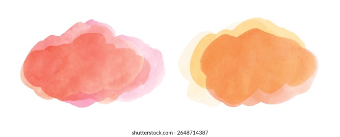 Watercolor abstract stain. Soft colorful wet spot. Abstract hand painted texture. Warm pink, yellow, orange, red, beige colors. 