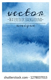 Watercolor abstract teal-blue background painted on textured paper 
