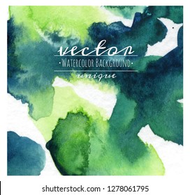 Watercolor abstract teal-blue and light-green
brush strokes background of splashes with salt effect. Hand drawn 
watercolor on paper textures.