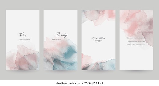 Watercolor abstract templates for social media story, postcard, booklet. Makeup, cosmetics or beauty concept