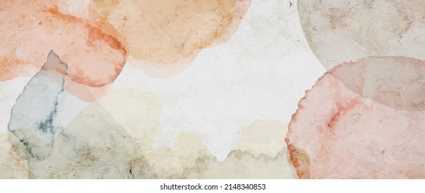 Fondo de arte vectorial abstracto de acuarela en tonos de coral, rosa y tierra para diseño de pancartas, decoración, papel pintado, impresión.