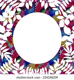watercolor abstract vector frame with colorful leaves