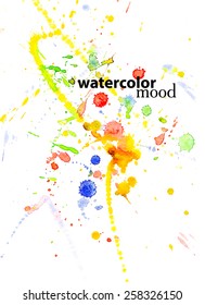 Watercolor abstract vector pattern on white background. Hand draw colorful background.