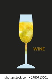 Watercolor abstract wine background with red wine bottle and watercolor texture.  For wine list, label, food and drink background.