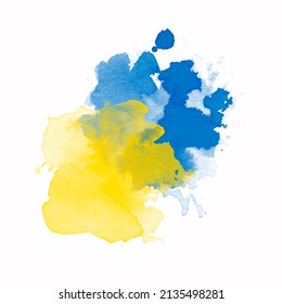 Watercolor abstraction of the patriotic flag of Ukraine on a white background. Vector illustration.	