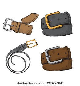 Watercolor accessory. Belt. Vector.