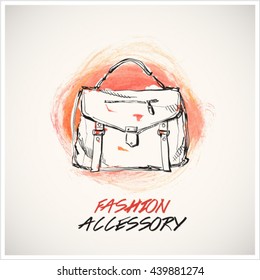 Watercolor accessory. Ladies bag. Vector.