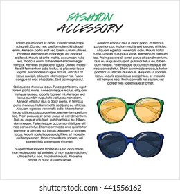 Watercolor accessory. Ladies sunglasses. Vector.
