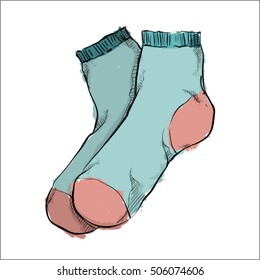 Watercolor accessory. Socks. Vector.