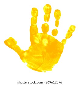 Watercolor Acrylic Yellow Kids Handprint Isolated Stock Vector (Royalty ...