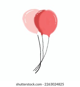 watercolor adorable element childish isolated on white background. balloon red color