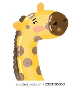 watercolor adorable giraffe animal isolated on white background. woodland animal design
