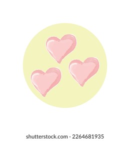 Watercolor adorable Heart pink collection. childish element. valentine design