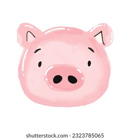watercolor adorable pig animal isolated on white background. woodland animal design