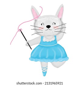 watercolor adorable Rabbit ballerina animal isolated on white background