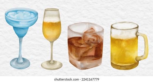 watercolor alcohol beverage drink clip art element