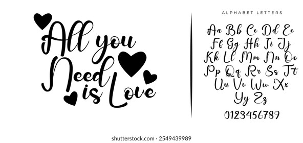 Watercolor 'All you need is love' brush lettering for print, card, invitation