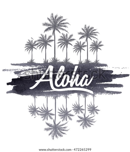 Watercolor Aloha Typography Tshirt Print Vector Stock Vector (Royalty ...