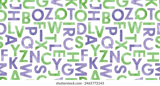 Aquarell Alphabet Hintergrund. Nahtloses Muster.Vektorgrafik. 
