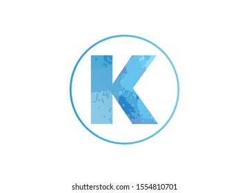Watercolor alphabet in a circle, Watercolor letter in a round shape