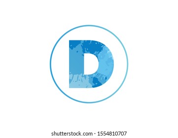 Watercolor alphabet in a circle, Watercolor letter in a round shape