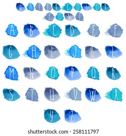 Watercolor Alphabet. Watercolor Font. Hand drawn font. Vector illustration
