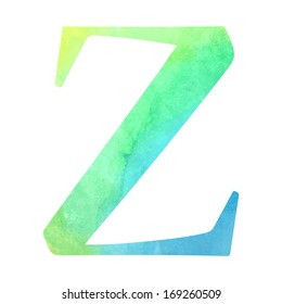 Watercolor alphabet letter, Vector illustration.