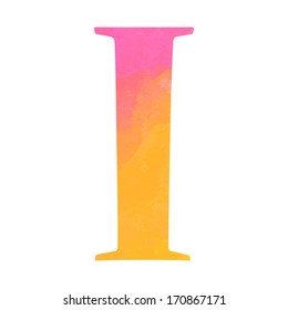 Watercolor alphabet letter. Vector illustration. 