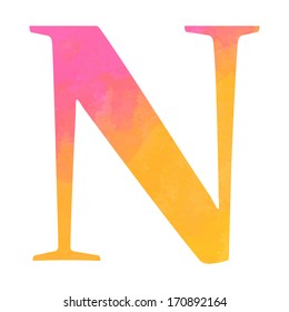 Watercolor alphabet letter. Vector illustration. 