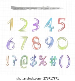 Watercolor alphabet and number.
Hand drawn style colourful watercolor alphabet and number.
