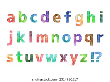 Watercolor Alphabets, lower case striped texture