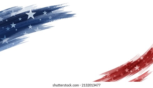 Watercolor american flag on white background with copy space America USA vector illustration