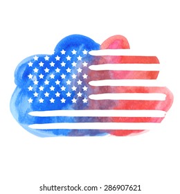 Watercolor american flag. Vector