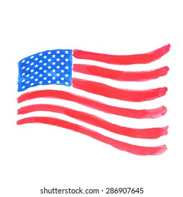 Watercolor american flag. Vector