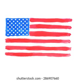 Watercolor american flag. Vector