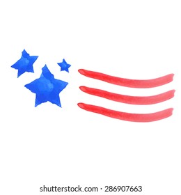 Watercolor american flag. Vector