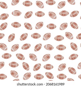 Watercolor american football all over pattern.  vector pattern print.