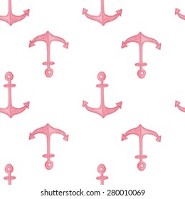 watercolor anchor seamless pattern. Summer sea vector.