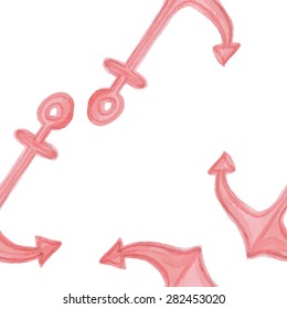 watercolor anchor seamless pattern. Summer sea vector.