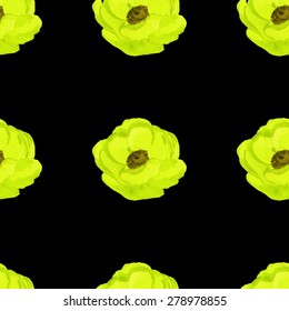 watercolor anemone seamless pattern. hand drawn.vector eps 8.