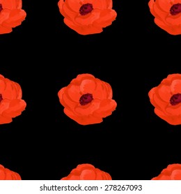 watercolor anemone seamless pattern.hand drawn.vector eps 8.