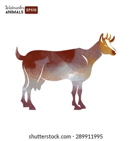 watercolor animal vector logo of goat