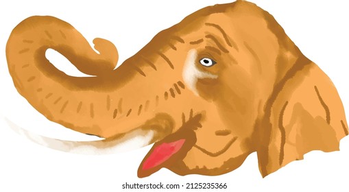 watercolor animals - African elephant vector