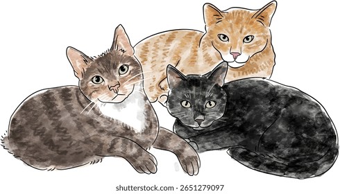 Watercolor Animals Cat Dog Illustration