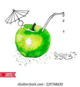watercolor apple